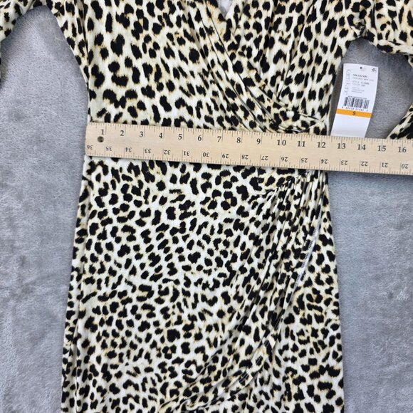 Karen Kane Dress Womens Small Animal Print Safari Cascade Wrap Cheetah 3/4 - Picture 7 of 12